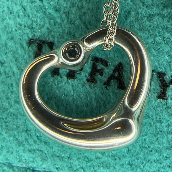 Tiffany & Co Elsa Peretti Open Heart Pendant Aquamarine 16" - Picture 4 of 11